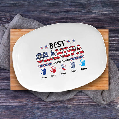 Petthouse | Personalized Grandpa Grilling Plate, Dad Grilling Plate, BBQ Platter, Independence Day Gift, Grill Plate Gift 4th Of July