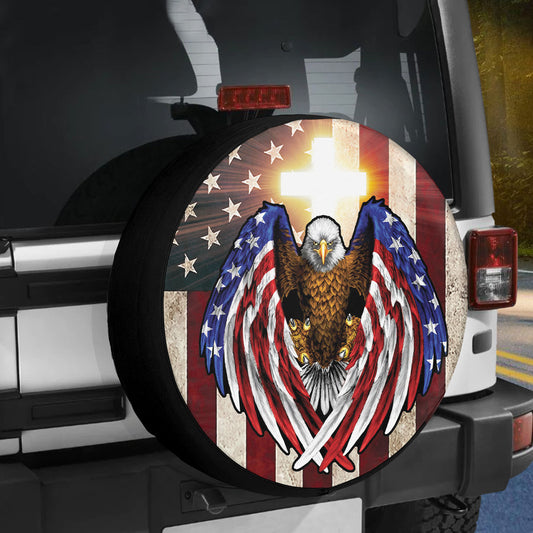 Petthouse | American Eagle Custom Tire Cover Christian God Bless America Camper Spare Tire Cover