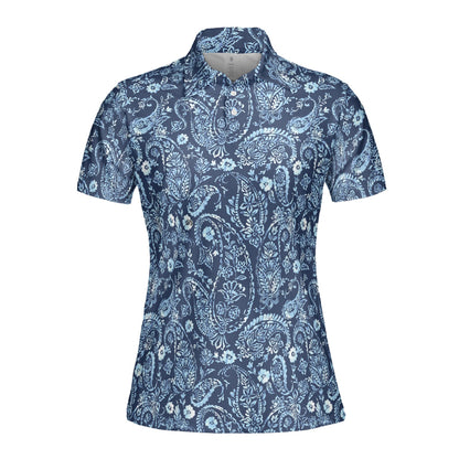 Petthouse | Paisley Pattern Floral Tribal Pattern Women's Polo Shirts Golfing Style Sports Lover