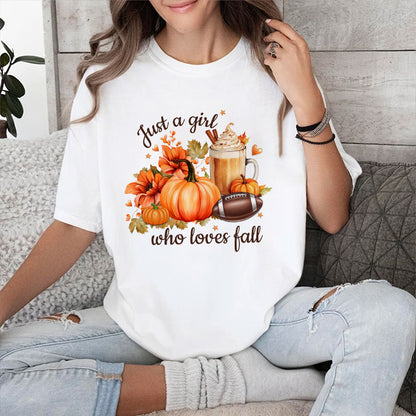 Petthouse | Just A Girl Who Loves Fall Shirt, Fall Sublimation Shirt, Pumpkin Spice, Autumn Trendy