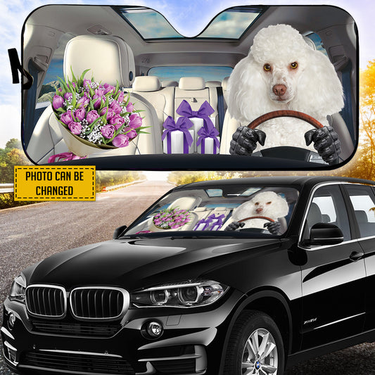 Petthouse | Miniature Poodle Personalized Windshield Sun Shade Dog With Gift To Mom Car Sunshade Mothers Day