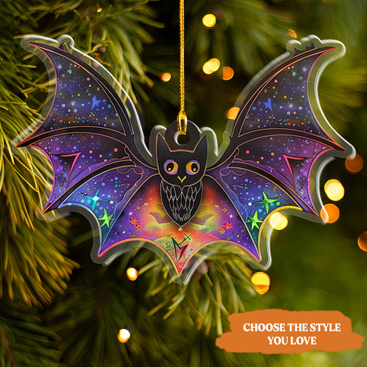 Petthouse | Halloween Bat Suncatcher, Galaxy Spooky Bat Suncatcher, Funny Bat Ornament Window Hanging