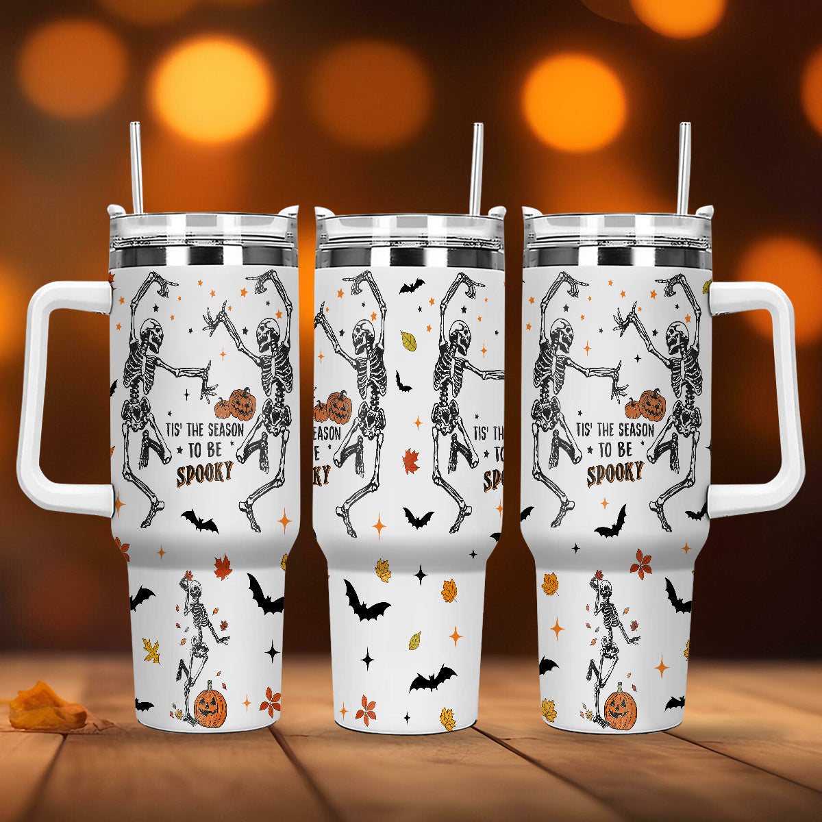 Petthouse | Tis' The Season To Be Spooky 40oz Tumbler, Skeleton Dancing Spooky Season, Skeleton Stay