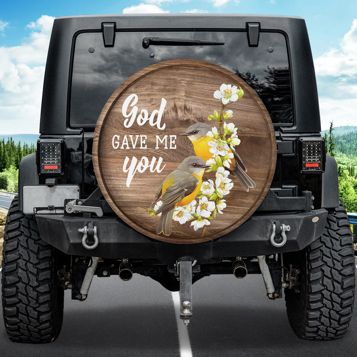 Petthouse | God Gave Me You Spare Tire Cover Nashville Warbler Flower Tire Protector New Car Gift Spare