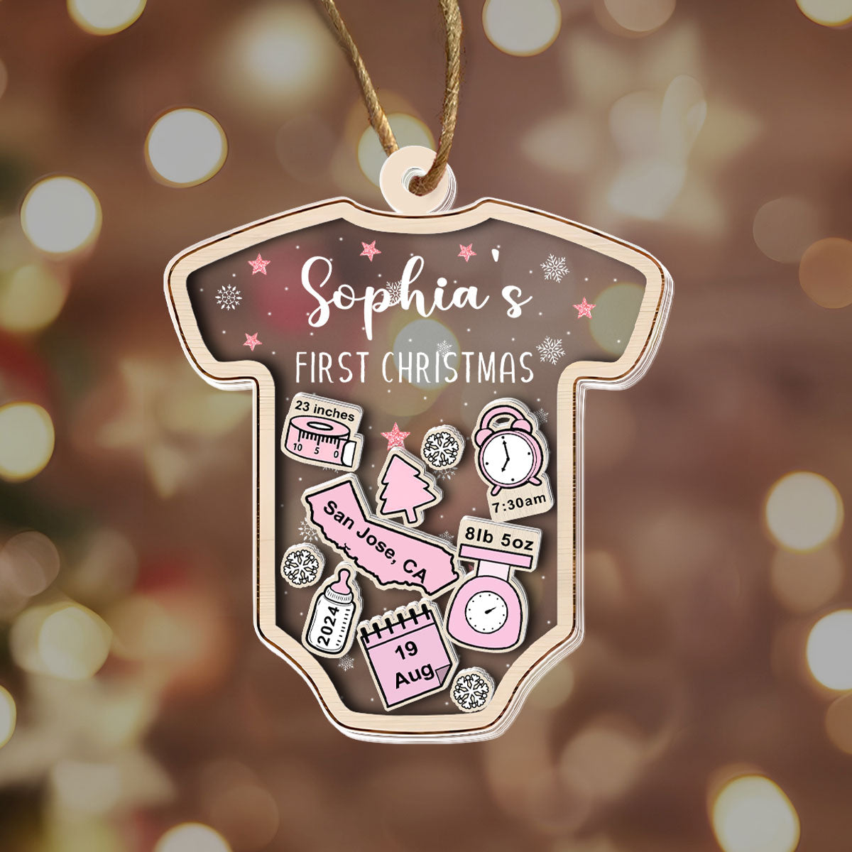 Petthouse | Personalized Baby's First Christmas Ornament 2024, 1st  Baby Christmas, 4d Baby Shaker Ornament