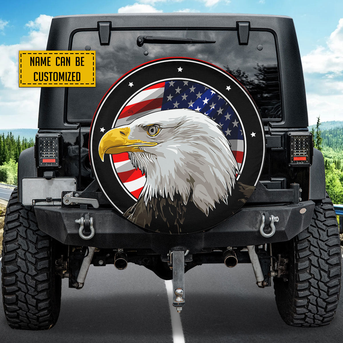 Petthouse | Customized Eagle Head On American Flag Spare Tire Cover For Patriot 4th Of July Independence Day