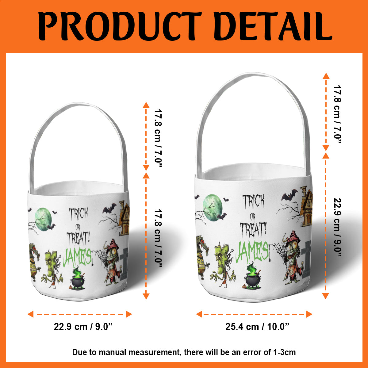 Petthouse | Custom Halloween Trick Or Treat Bag For Kids, Spooky Scary Vibes Basket, Candy Bag For Kids