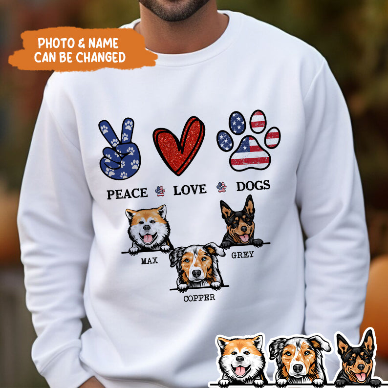 Petthouse | Custom Dog Peace Love Dogs Shirt, 4th Of July, Gift Dog Lovers, Independence Day