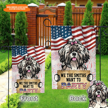 Petthouse | We Want The Party 4th July Personalized Flag, Dog Independence Day Flag, Patriotic Dog Flag