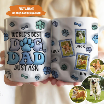 Petthouse | Personalized World's Best Dog Dad Ever 3d Inflated Effect Printed Mug, Gift Dog Lover