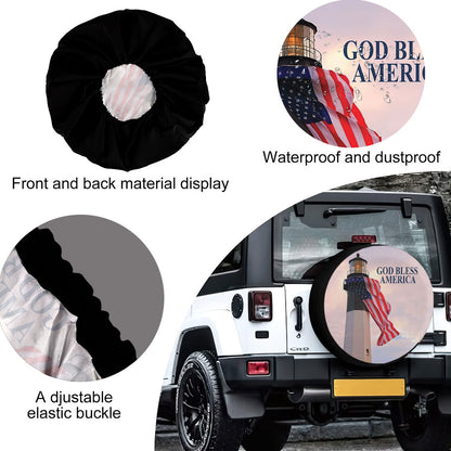 Petthouse | American Light House God Bless America Wheel Tire Covers Jesus Christian Religious