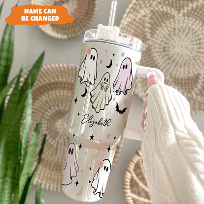 Petthouse | Personalized Halloween Ghost Tumbler 40oz, Spooky Ghost Travel Tumbler, Cute Ghost