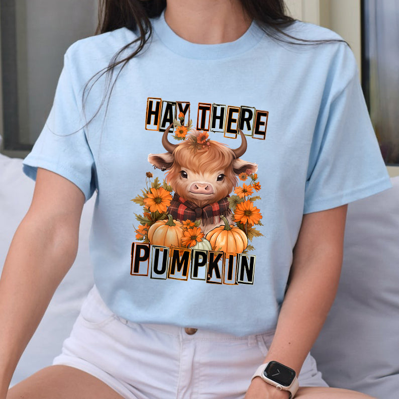 Petthouse | Hay There Pumpkin Cow Shirt, Autumn Fall Thanksgiving, Housewarming Gift, Spooky Vibes