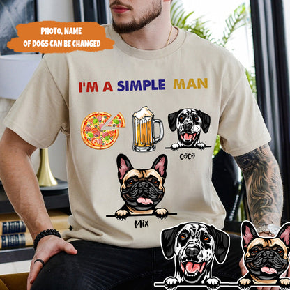 Petthouse | Customized Funny Dog Beer Pizza Shirt, I'm A Simple Man Shirt, Father's Day Gift