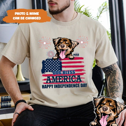 Petthouse | Custom Dog Bless America Shirt, Happy Independence Day, 4th Of July Dog Shirt, Dog Lovers