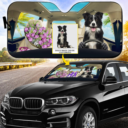 Petthouse | Border Collie Customized Windshield Sun Shade Dog Driving Car Shade Front Windshield Dog Mom