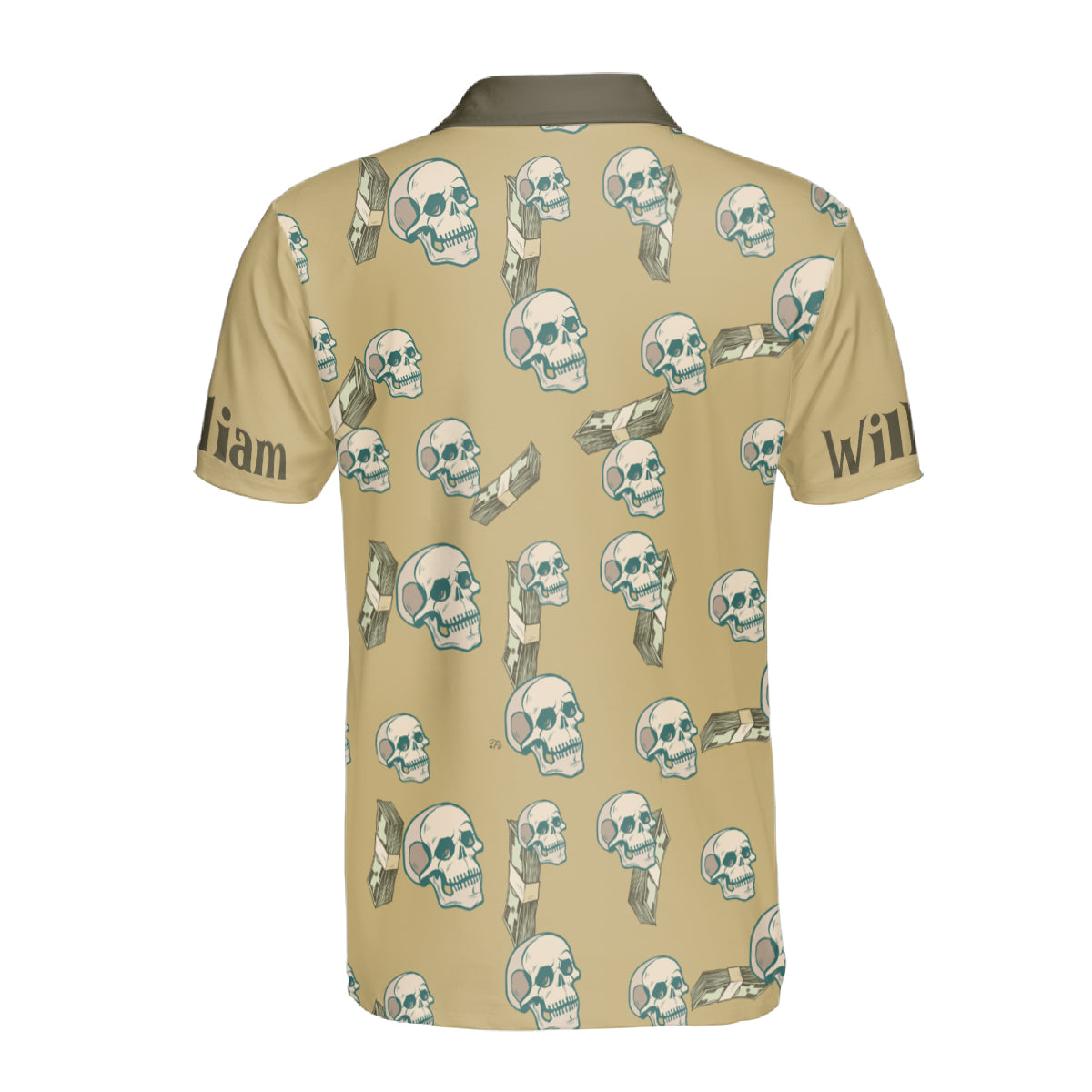 Petthouse | Personalized Human Skull Men Polo Shirts Seamless Pattern Background Polo Shirt Halloween Day