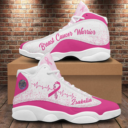 Petthouse | Personalized Name Breast Cancer Awareness Shoes, Breast Cancer Warrior, Pink Ribbon Basketball Shoes, Breast Cancer Gifts