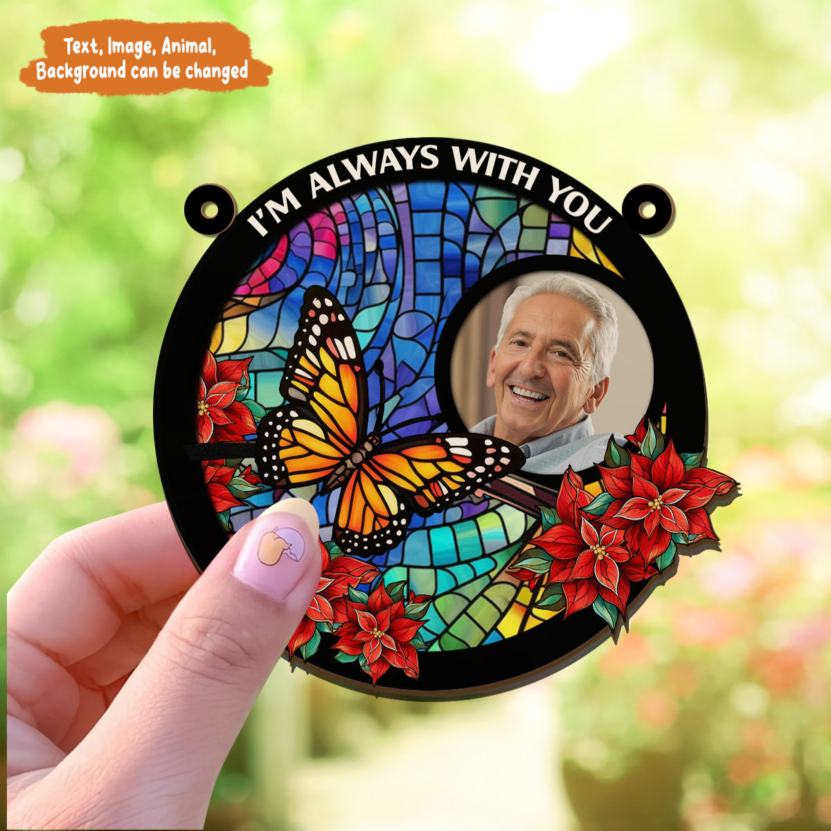 Petthouse | Custom Photo I'm Always With You Memorial Suncatcher, Loss Of Family Ornament, Sympathy Gift