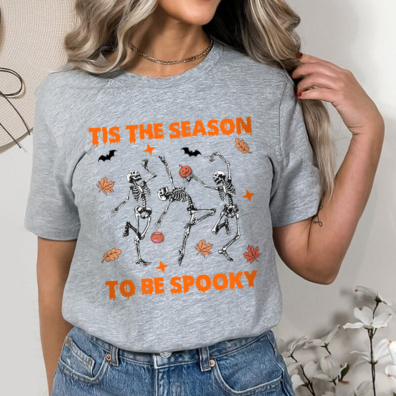 Petthouse | Dancing Skeleton Pumpkin It Shirt, Spooky Season Skeleton Shirt, Spooky Vibes Halloween