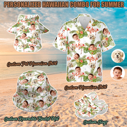 Petthouse | Customized Face Photo Hawaiian Shirt, With Button Downs For Family Dog Cat Face Shirt