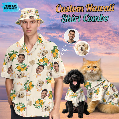 Petthouse | Custom Dog Cat Face Hawaiian Shirt, Holiday Tropical Summer Pattern, Bachelor Party