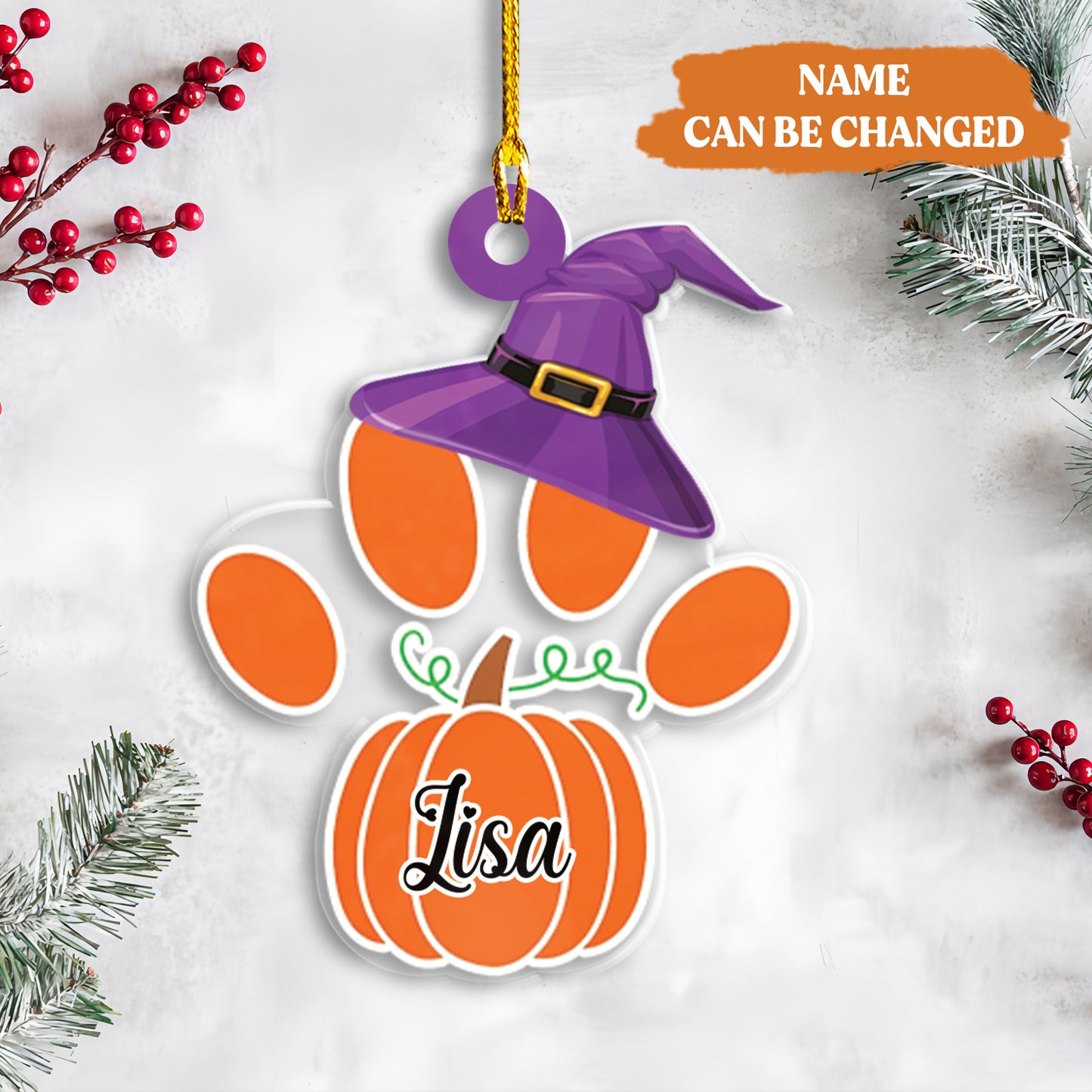 Petthouse | Dog Paw Ornament, Dog Halloween Hat Ornament, Christmas Ornament Decor, Pet Lovers Gift