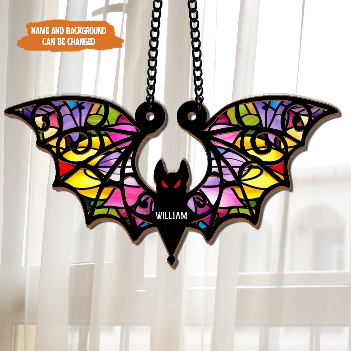 Petthouse | Custom Halloween Bat Suncatcher, Window Charm Home Decor, Spooky Bat Suncatcher, Bat Spooky