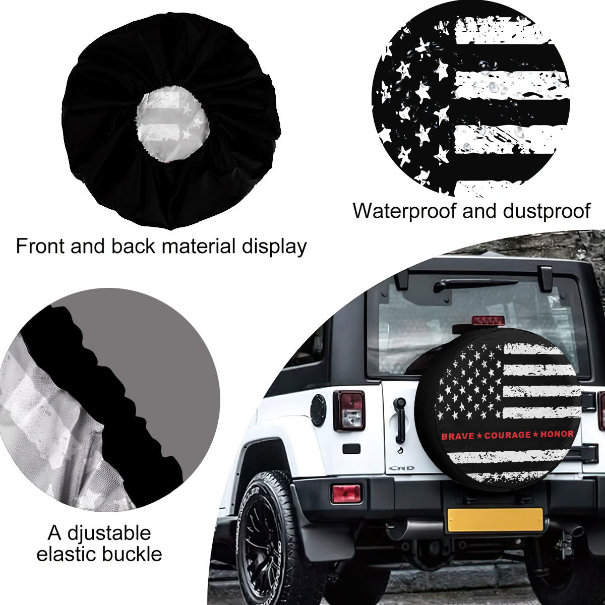 Petthouse | Usa Patriotic Firefighter Brave Courage Honor Quote Spare Tire Cover Fireman Hero Tire Covers For Cars