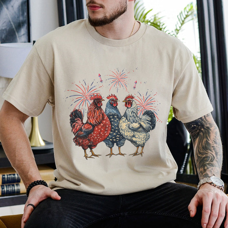 Petthouse | Patriotic Usa Chicken Shirt, Retro American 4th Of July Shirt, Independence Day