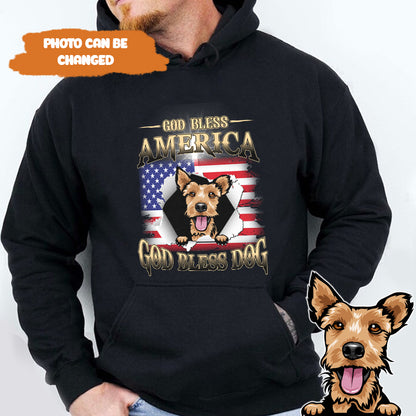 Petthouse | Custom Dog Jesus God Bless America Shirt, 4th Of July Dog Shirt, Gift For Dog For Dad