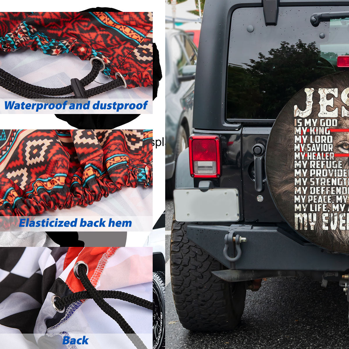 Petthouse | Lion Jesus Face Mixed Car Tire Cover Jesus Lover Jesus Is My God My Everything Spare Tire Cover