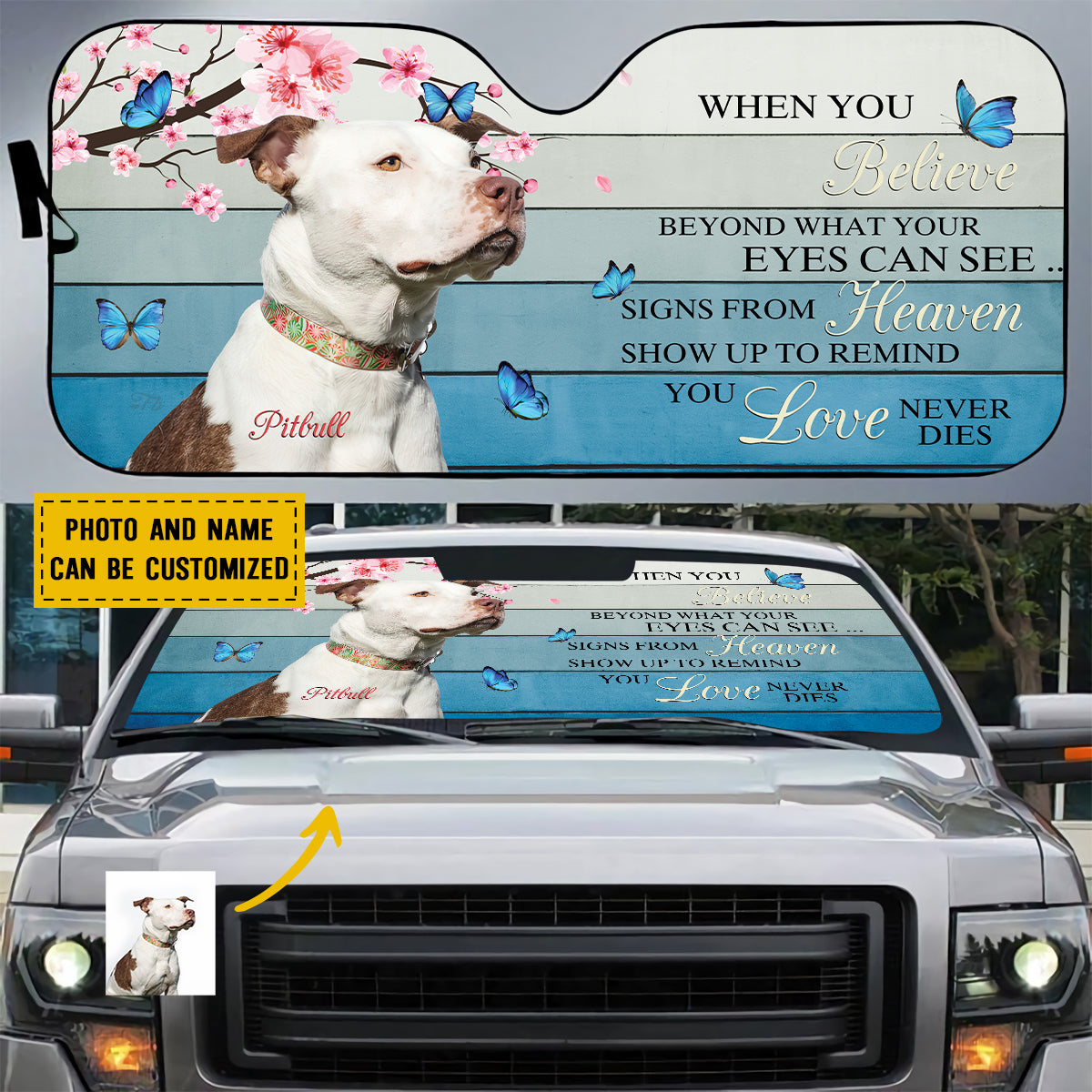 Petthouse | Dog Sunshade Loss Dog Memorial Pitbull Car Sun Shade Windshield Pet Loss Memorial Gift