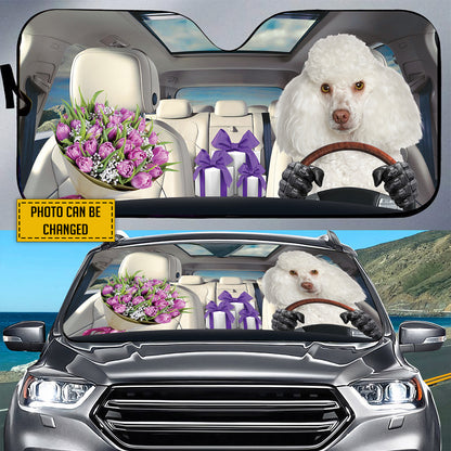 Petthouse | Miniature Poodle Personalized Windshield Sun Shade Dog With Gift To Mom Car Sunshade Mothers Day