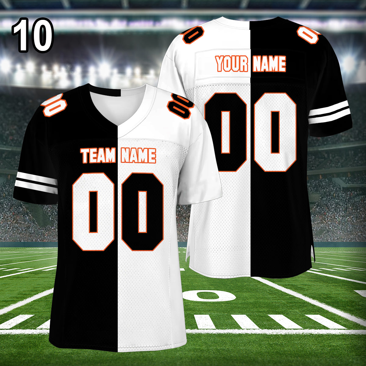 Petthouse | Custom Any Two Football Team, Personalized Team Name And Number Football Jersey, V-neck Short Sleeve Jersey Shirt, Football Jerseys