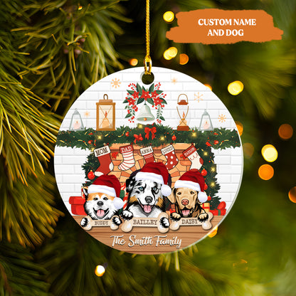 Petthouse | Custom Pet Family Christmas Ornaments, Family Acrylic Ornament With Pets, Fireplace With Family