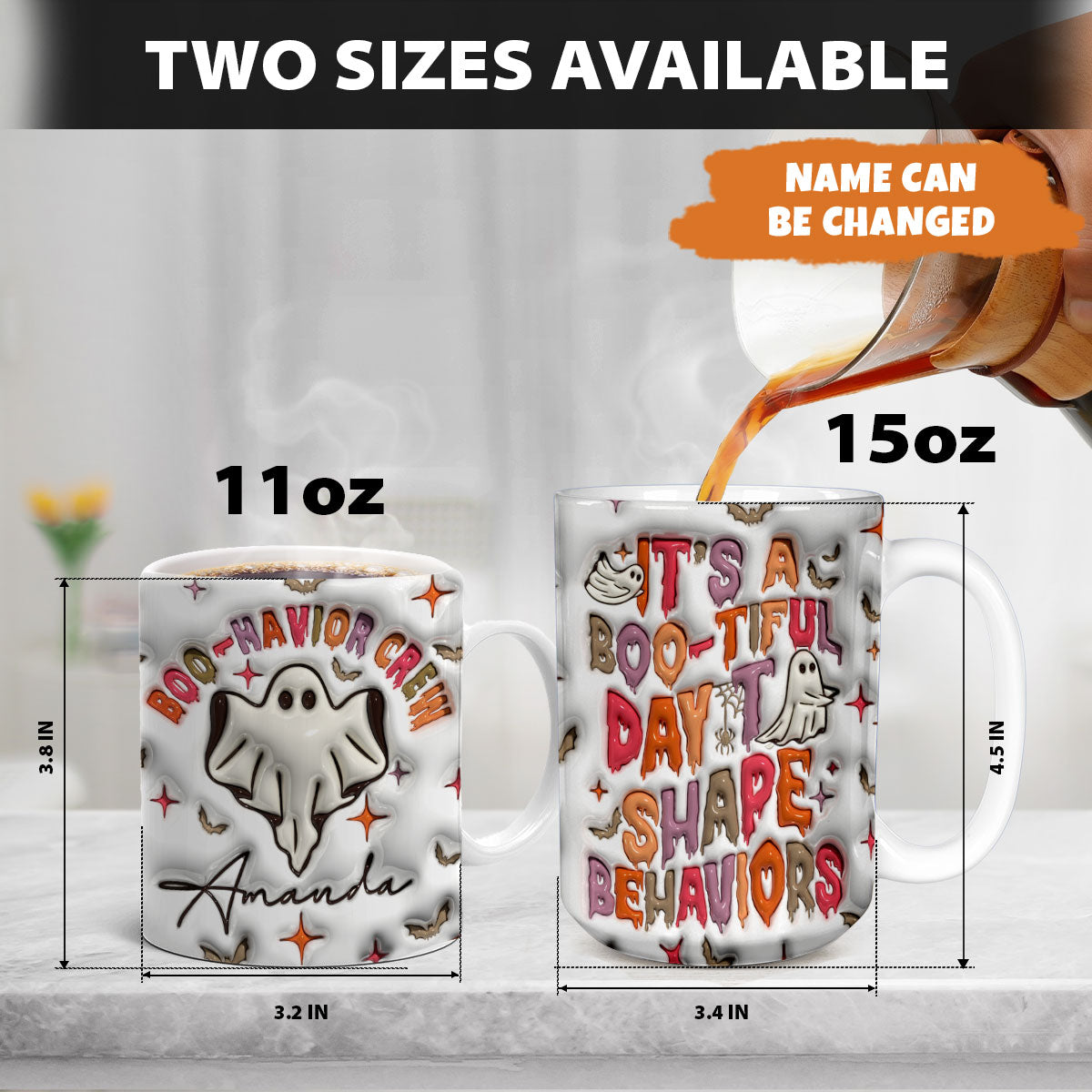 Petthouse | Custom Ghost Halloween Behavior Analyst 3d Inflated Mug, Halloween Ghost Mug, Coffee Cup