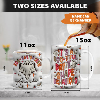 Petthouse | Custom Ghost Halloween Behavior Analyst 3d Inflated Mug, Halloween Ghost Mug, Coffee Cup