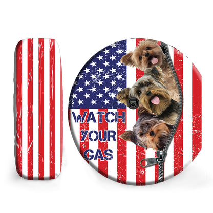 Petthouse | Wheel Cover Dog Custom Spare Tire Cover Yorkshire Terrier Watch Your Gas Tire Cover Dog Camper