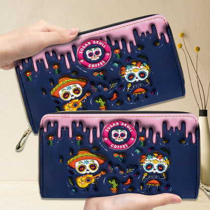 Petthouse | Colorful Sugar Skull Print 3d Effect Leather Handbag With Handle, Ghost Pumpkin Bags, Print 3d Halloween Bags