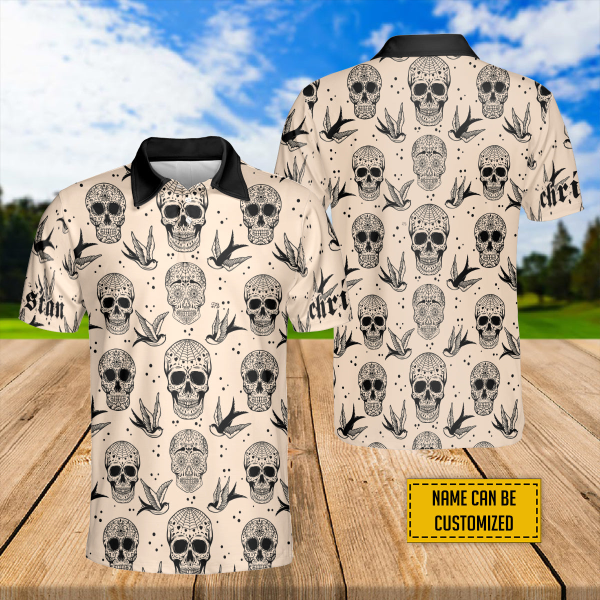 Petthouse | Personalized Seamless Pattern Sports Shirt Mexican Sugar Skulls And Roses Polo Shirt