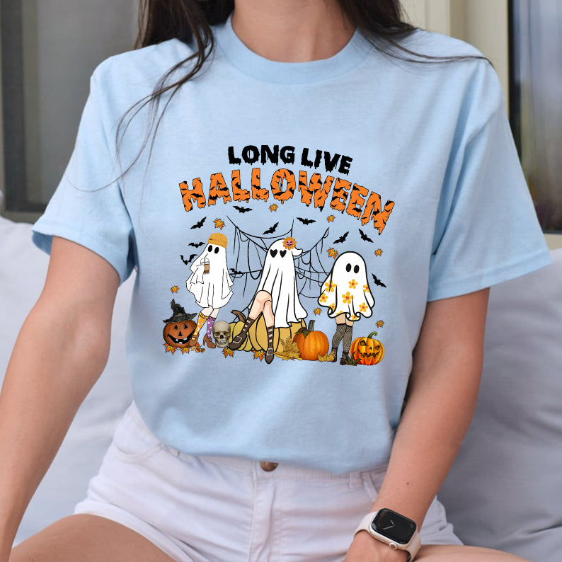 Petthouse | Long Live Halloween Vintage Women Shirt, Spooky Season Tshirt, Cute Ghost Thick Thighs