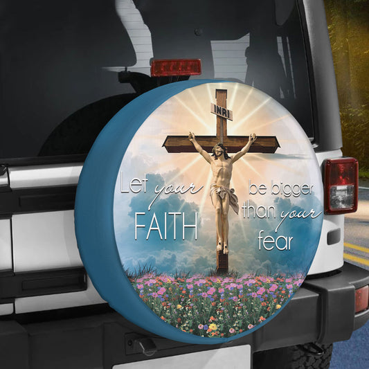 Petthouse | Jesus Spare Tire Cover Cross Tire Protector Flower Camper Tire Cover Jesus Believer Wheel Cover