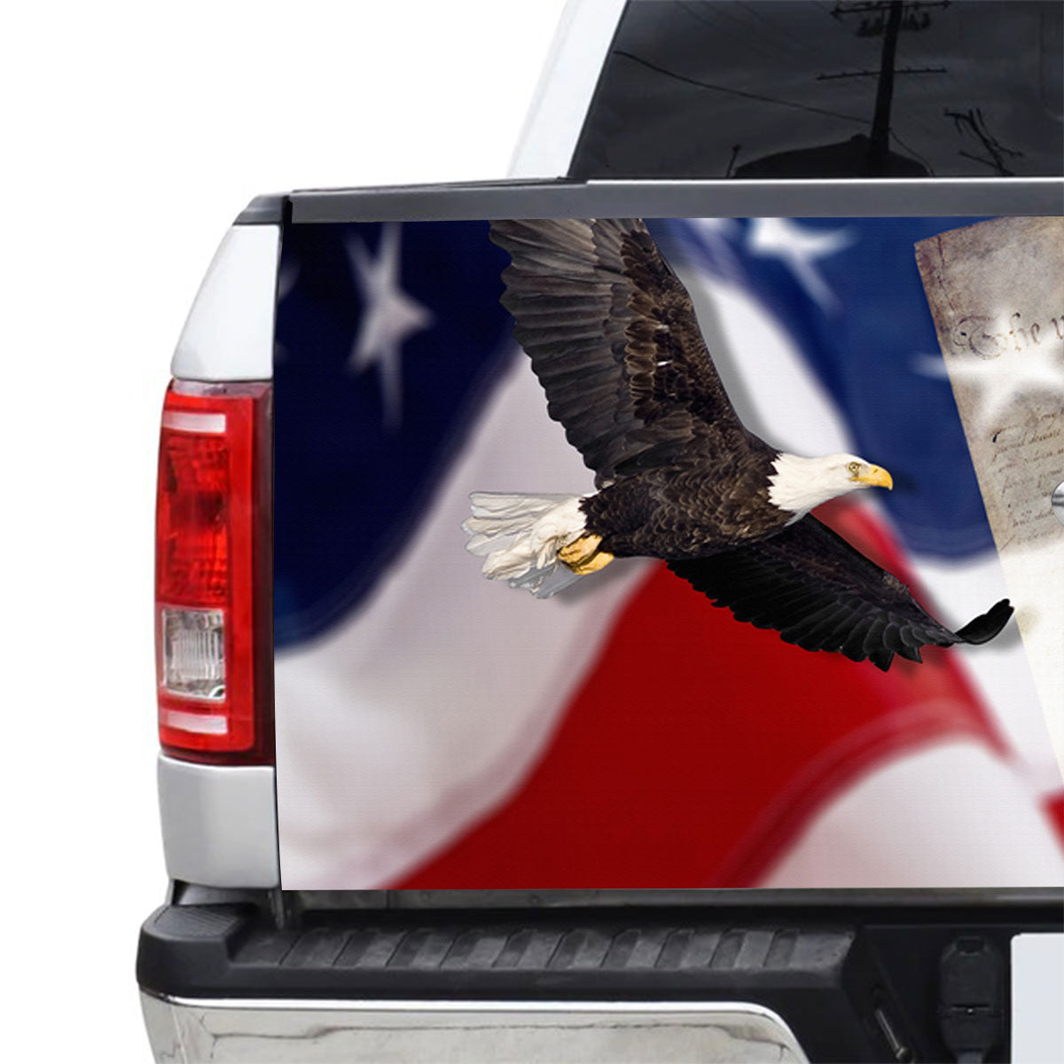 Petthouse | Truck Tailgate Wrap Bald Eagle Liberty Statue Patriotic Tailgate Wrap Decal Graphics Trucks Weatherproof