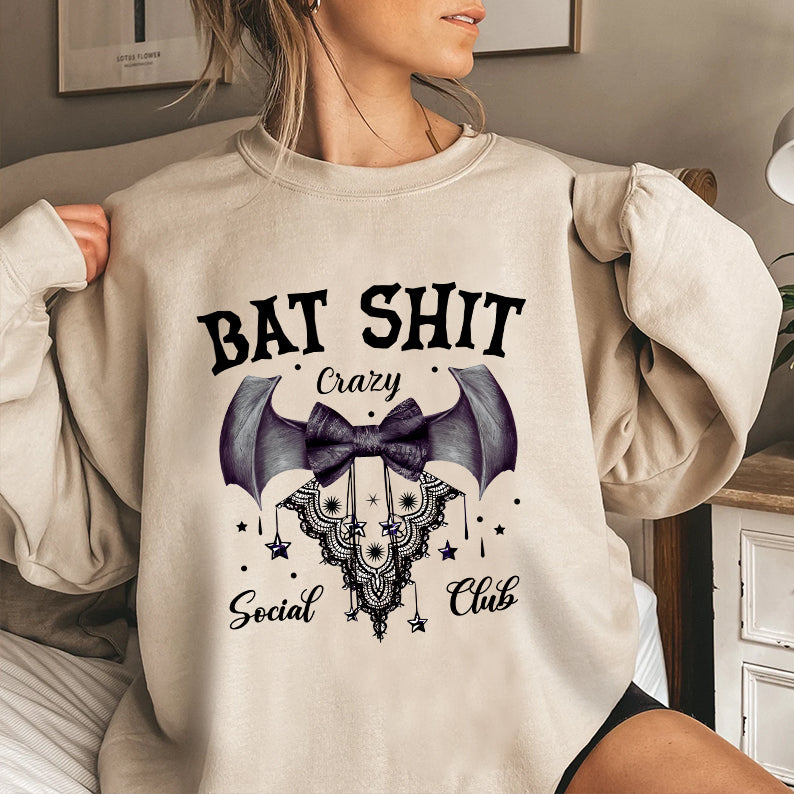 Petthouse | Halloween Bat Shit Crazy Coquette Bow Shirt, Retro Halloween, Black Bow Coquette