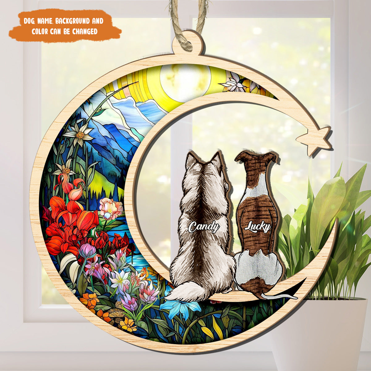 Petthouse | Personalized Memorial Dogs Suncatcher, Dog Memorial Gift, Dog Portrait Gift, Dog Loss Sympathy