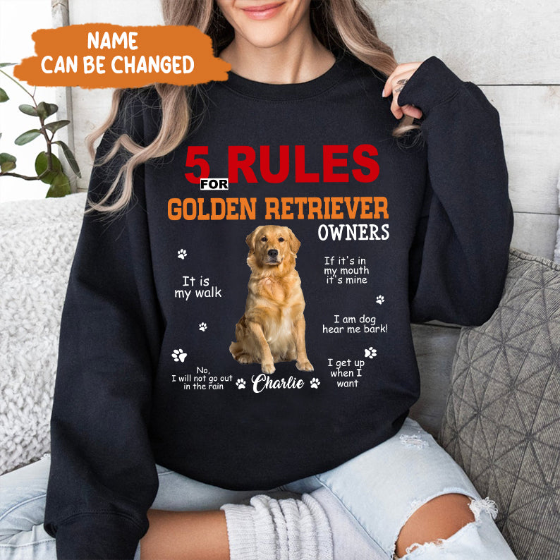 Petthouse | Customized Golden Retriever  Rules For Golden Retriever Shirt, Dad Dog Gift For Father's Day