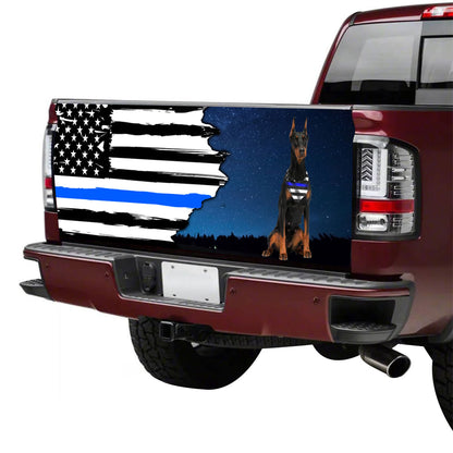 Petthouse | Tailgate Wrap Police Dog Police Tailgate Decals Doberman Pinscher The Thin Blue Line Tailgate Wrap