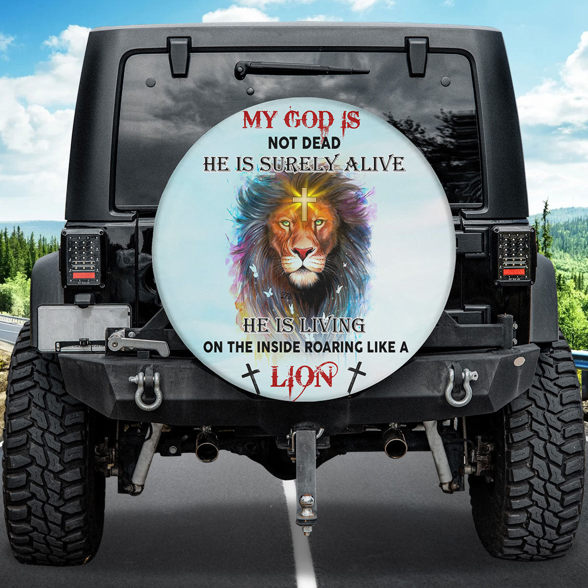 Petthouse | Lion Of Judah Spare Tire Cover My God Is Dead Christian Car Accessories Tire Cover