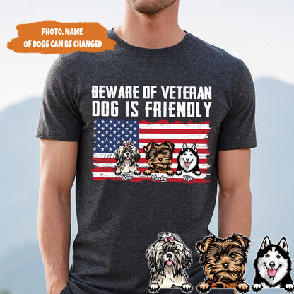 Petthouse | Custom Dog Beware Of Veteran Dog Is Friendly Shirt, Funny Dog 4th Of July Shirt